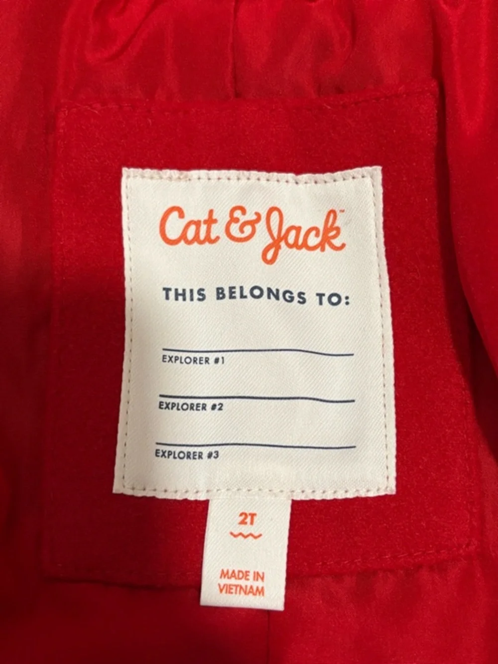 Cat & Jack Toddler Girls Red Coat Size 2T Faux Fur‎ Hood Jacket